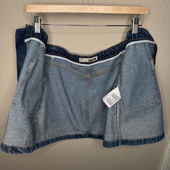 TOPSHOP Moto Zipper Denim Patch Pocket Mini Skirt - Picture 14 of 16